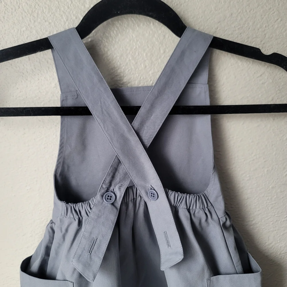 The Sunday Collective Backyard Apron Dress Ruffle Hem Size 4Y In Flint Stone NWT